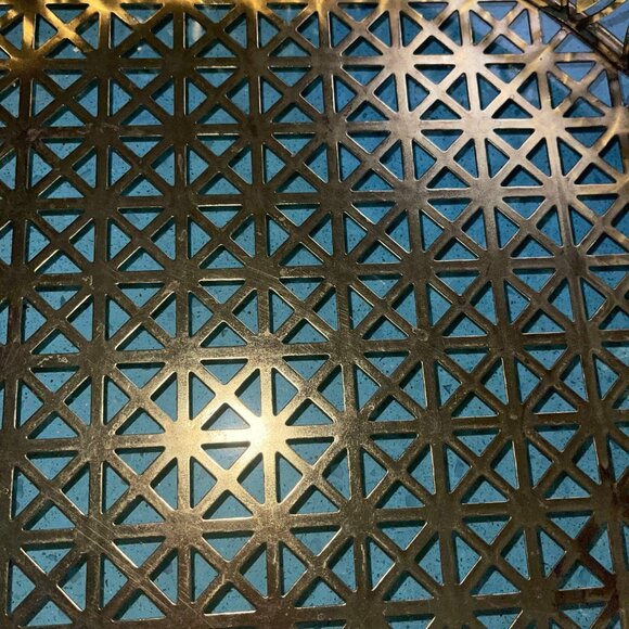 Vintage Gold Tone Metal Footed Drink Serving Tray With Handles - Picture 5 of 9